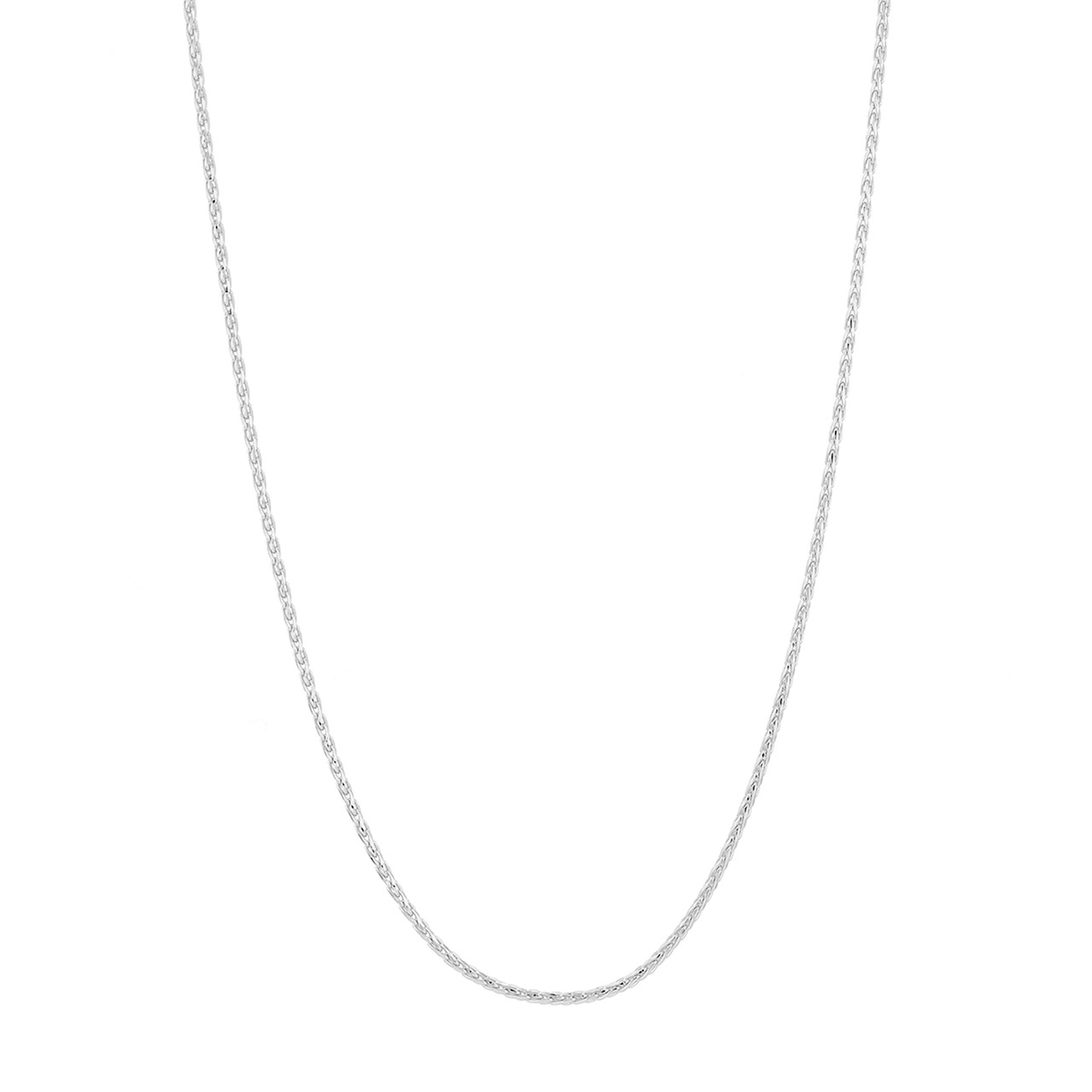 MJ Christensen 14K White Gold Diamond Cut Round Wheat Chain (0.85mm, 18")