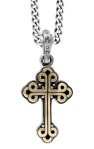 Stainless Steel & Alloy Traditional Cross in Frame Necklace (24")