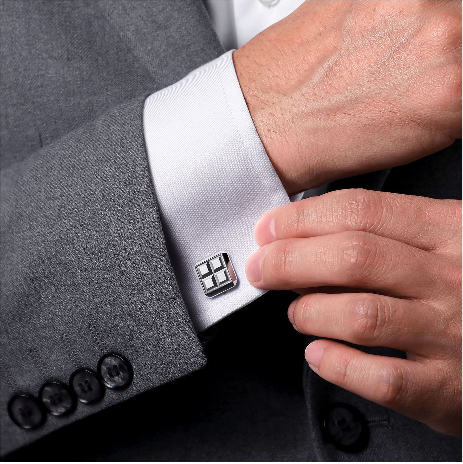 Sterling Silver Square Checker Board Cufflinks