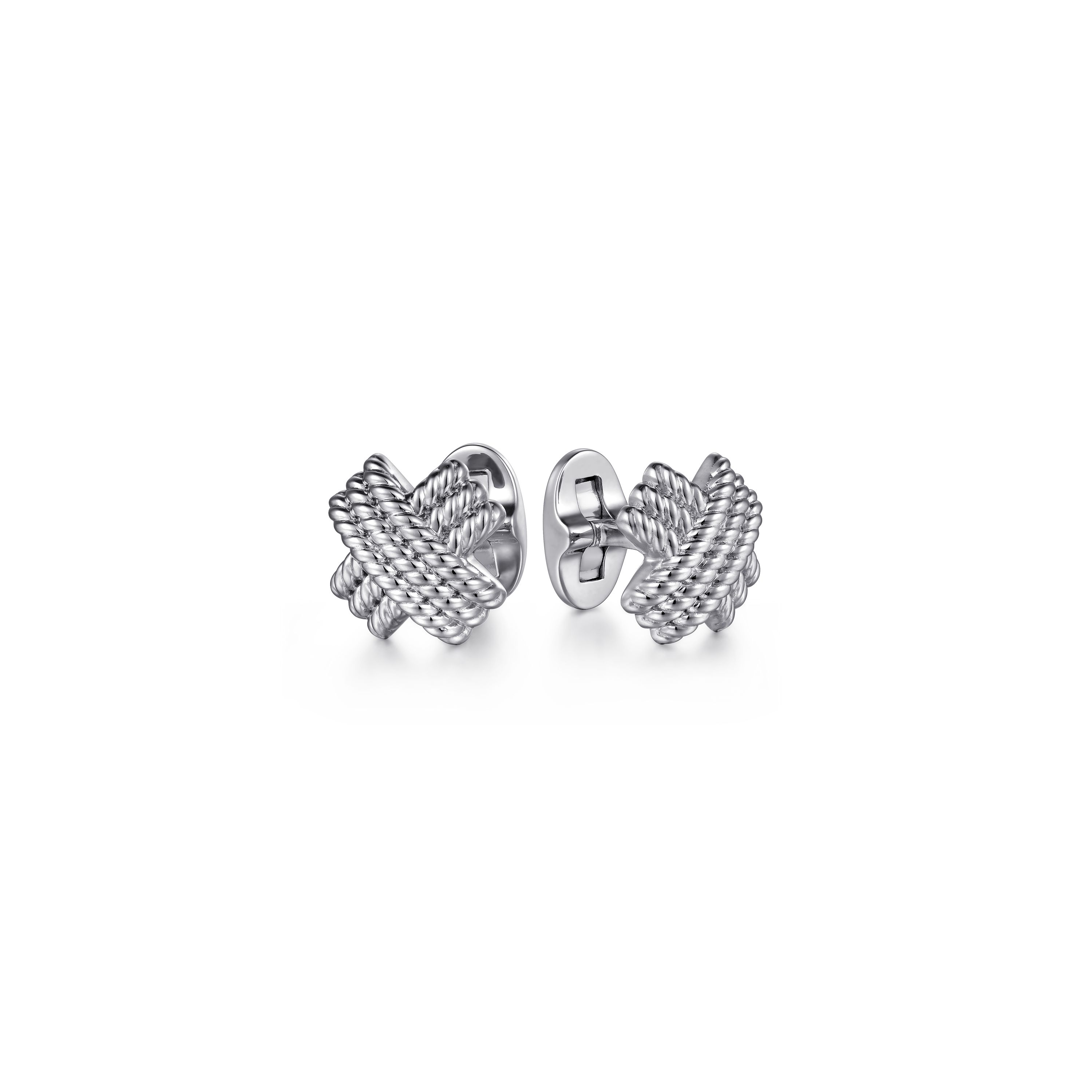 Sterling Silver Twist Rope "X" Cufflinks