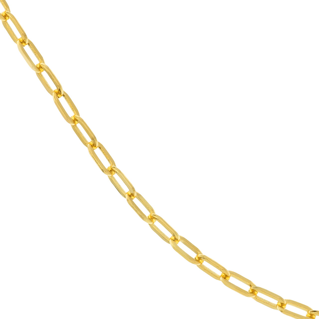 14K Yellow Gold Open Paper Clip Chain Necklace (2.5mm, 20")