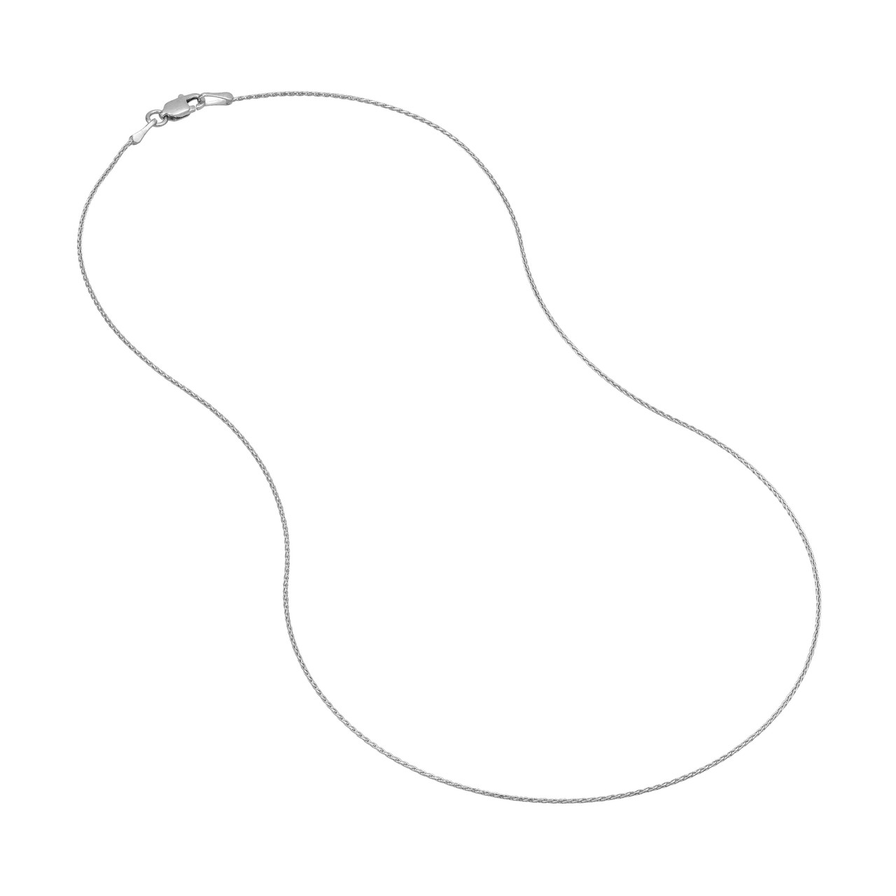 MJ Christensen 14K White Gold Diamond Cut Round Wheat Chain (0.85mm, 18")