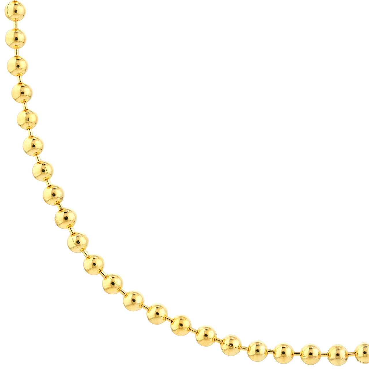 14K Yellow Gold 3.5mm Bead Chain Necklace (24")