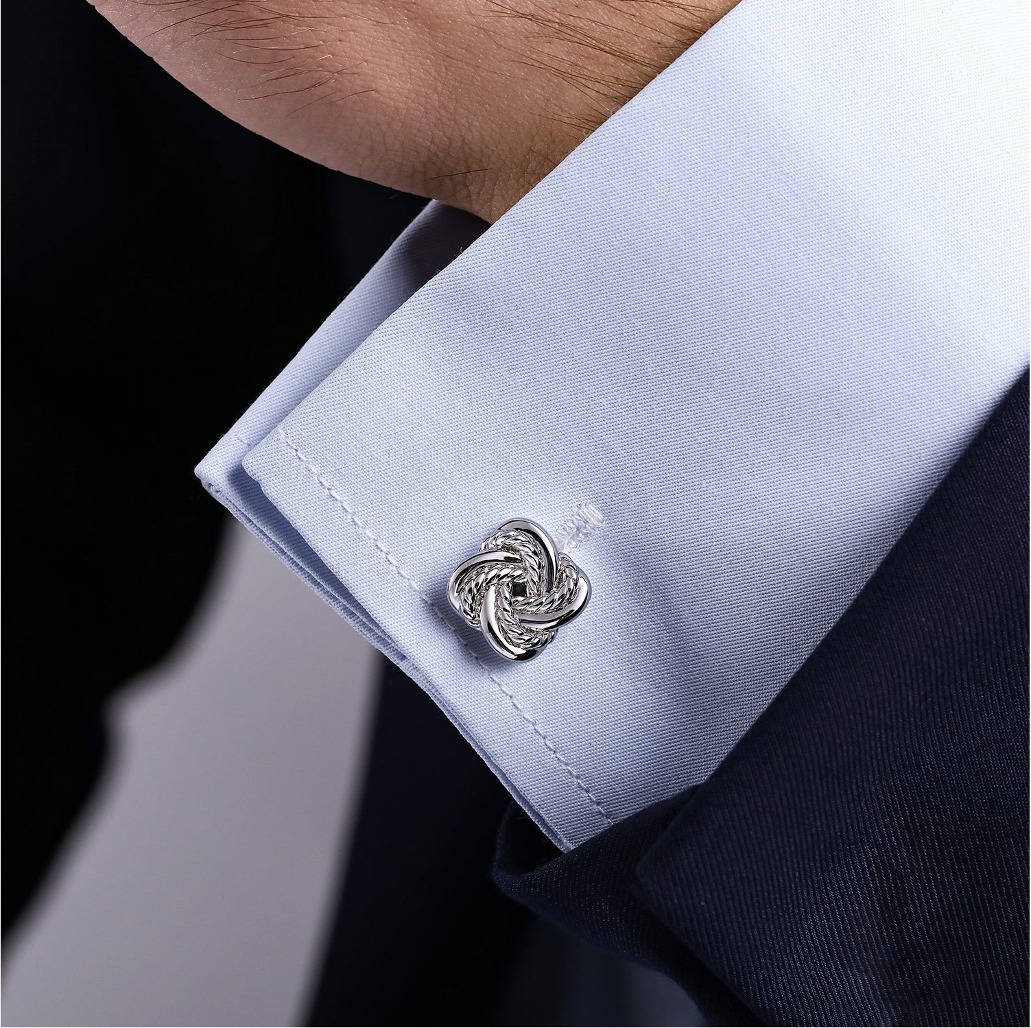 Sterling Silver Twist Love Knot Cufflinks