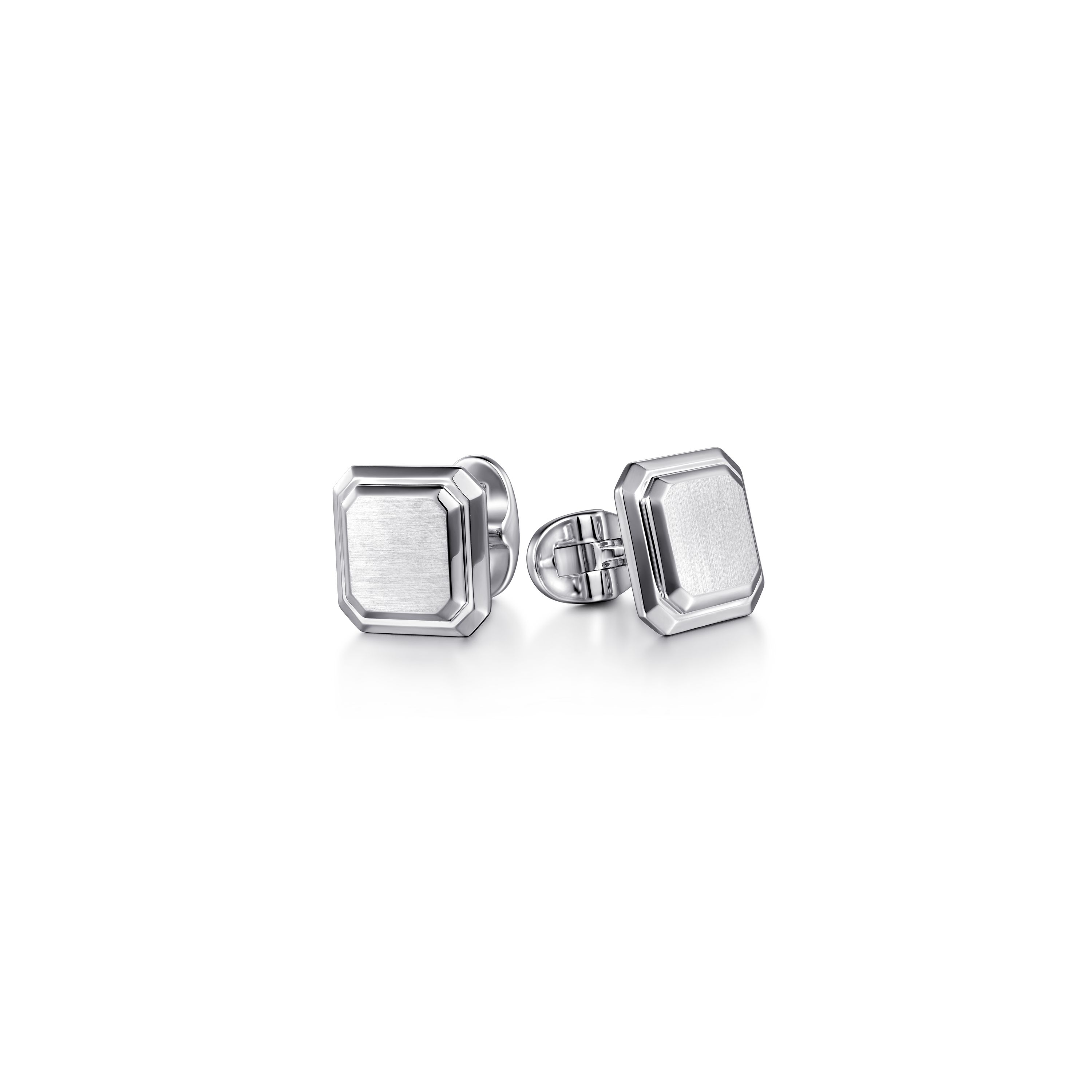 Sterling Silver Square Raised Brushed Top Cufflinks
