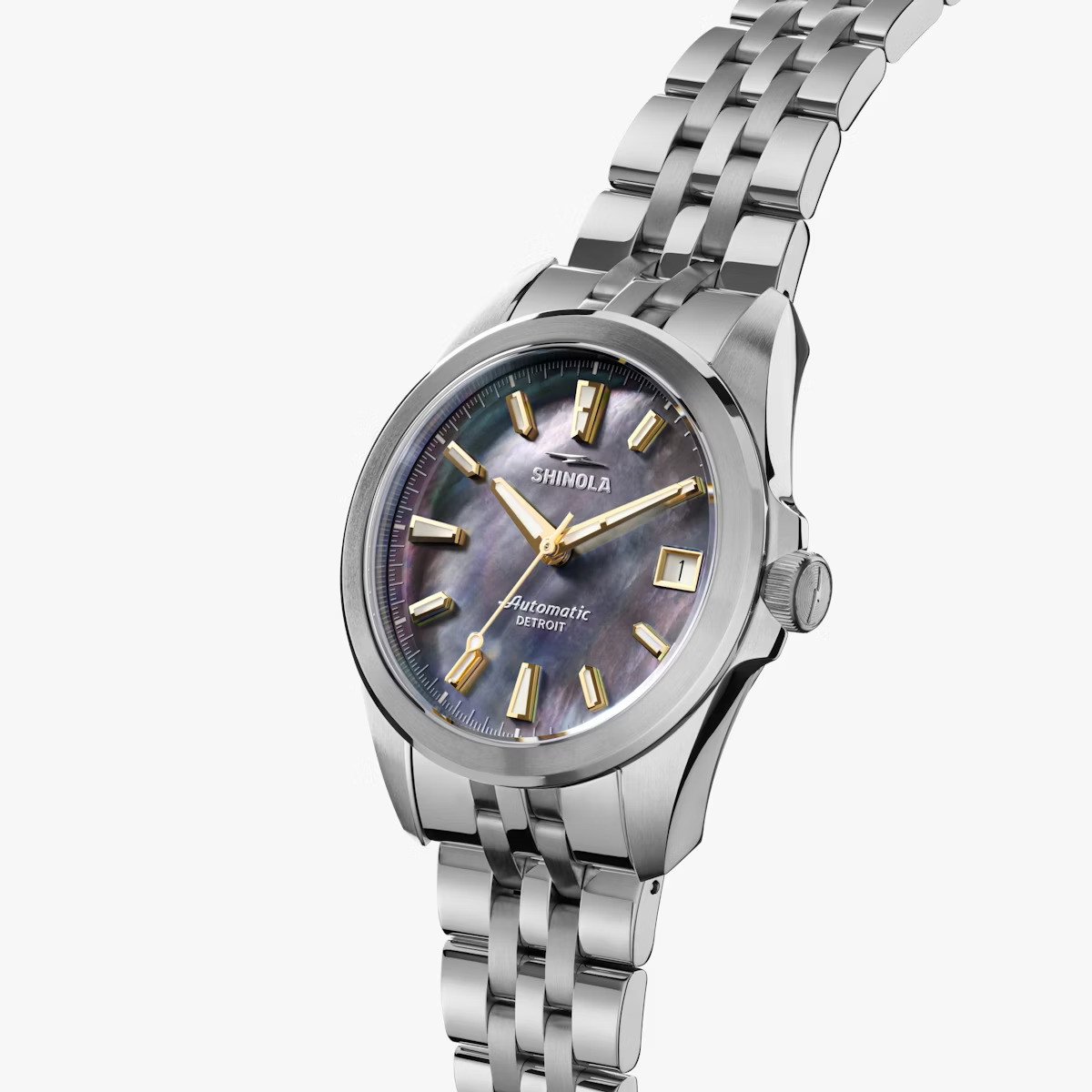 Shinola 36mm Monster Circadian Watch - Gray MOP Dial, Bracelet