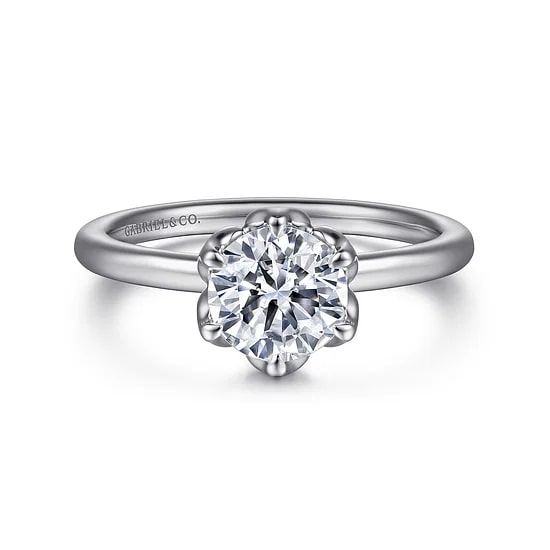 Gabriel & Co. 14K White Gold Solitaire Semi-Mount Ring (CZ Center)