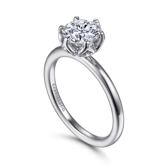 Gabriel & Co. 14K White Gold Solitaire Semi-Mount Ring (CZ Center)