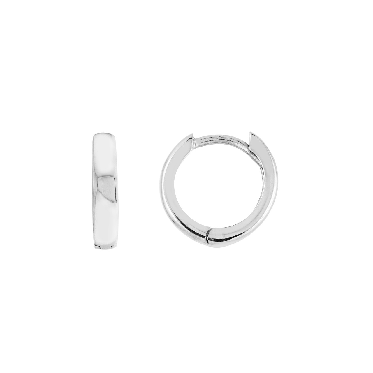 Sterling Silver Rhodium Square Edge Baby Huggie Earrings