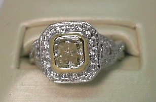 14KW 1.01CT RAD .52CTW DIA RING NO CERT