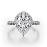 18KW .75CTW DIA HALO SEMI PEAR CZ CTR