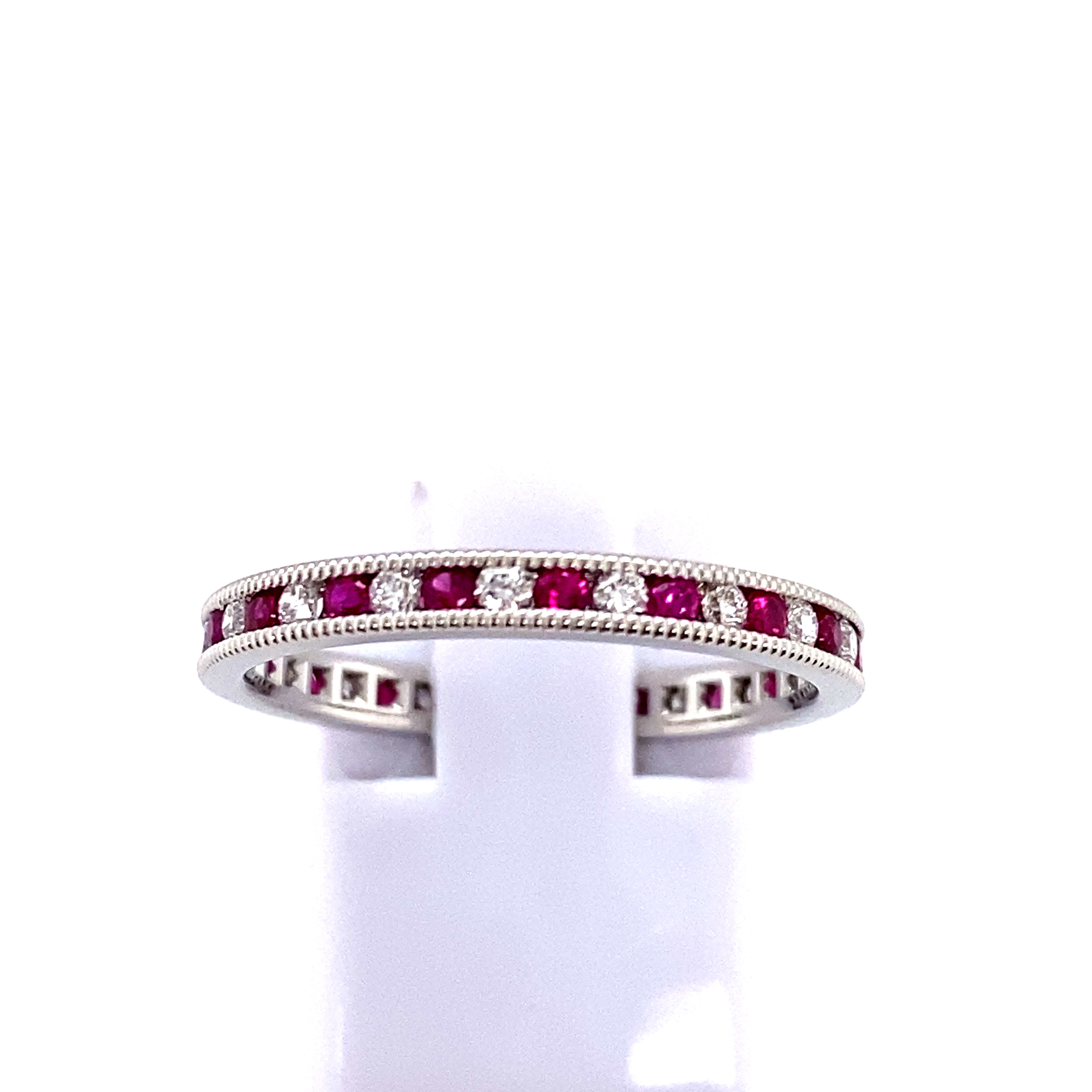 PLT .38CTW RUBY .32CTW DIA ALT MILGRN ERNTY RING