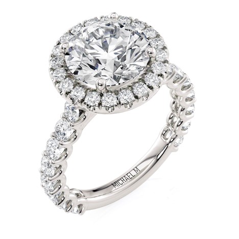 18KY 1.31CTW DIA SHD PRNG HALO SEMI CZ CTR