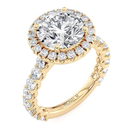 18KY 1.31CTW DIA SHD PRNG HALO SEMI CZ CTR