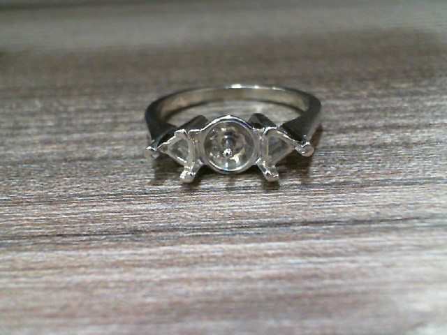 14KT WG DIAMOND TRILLION PEARL ENGAGEMENT RING SZ 11