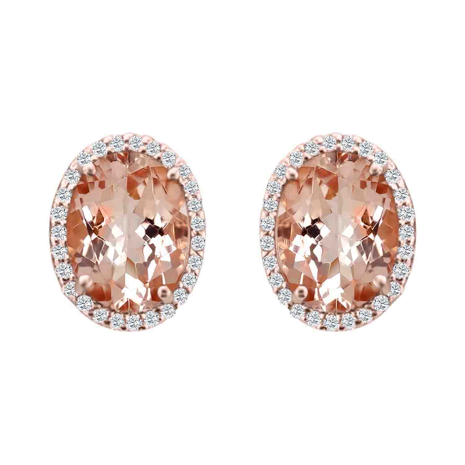 14KR 3.63CTW OV MORGAN .22CTW DIA HALO STUD EARR