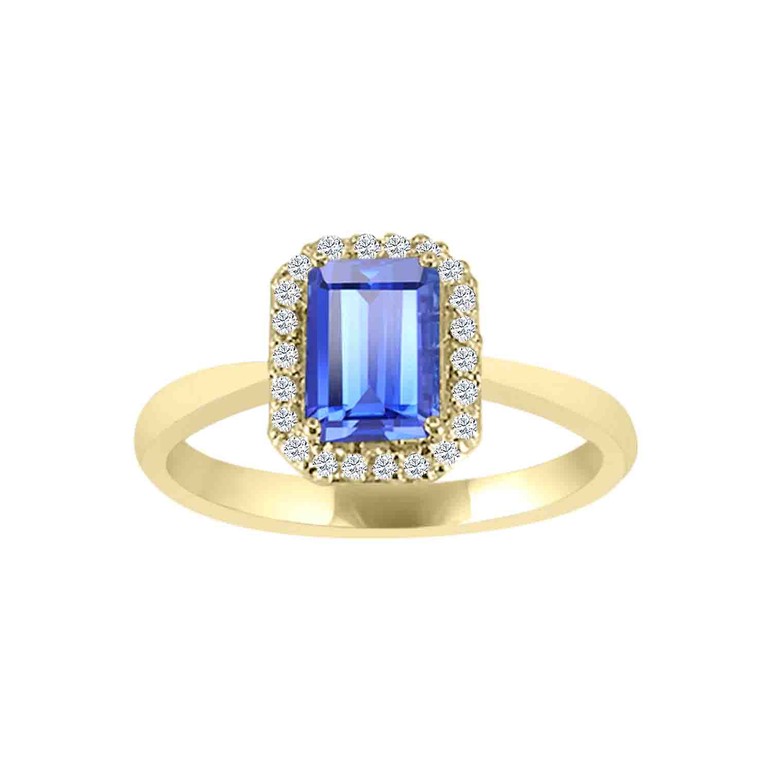 14KY .97CT OCT TANZ .11CTW DIA HALO RING