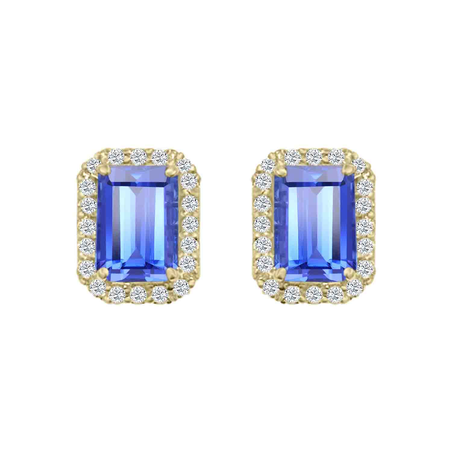 14KY 1.90CTW OCT TANZ .25CTW DIA HALO STUD EARR
