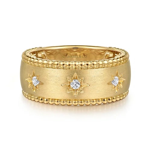 14KY .07CTW DIA NORTH STAR STAT WIDE SATIN RING SZ 6.5