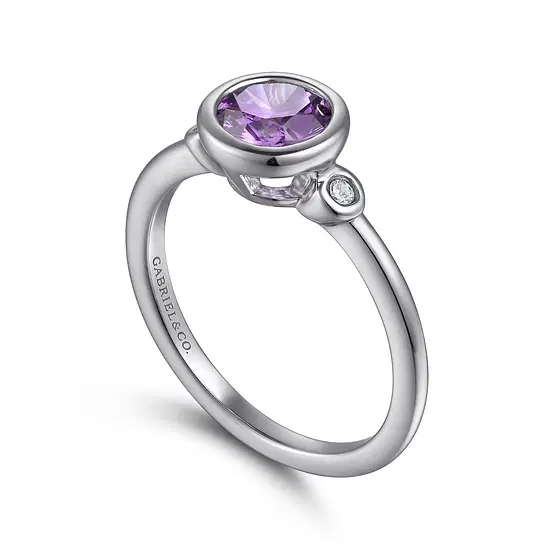 SS .79CTW AMYTH .04CTW DIA BEZEL BIRTHSTONE RING