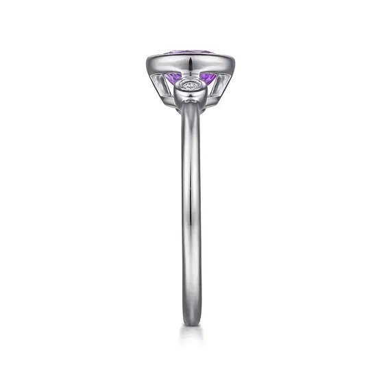 SS .79CTW AMYTH .04CTW DIA BEZEL BIRTHSTONE RING