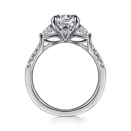 14KW .43CTW DIA SIDE STONE/PARTIAL PAVE CZ CTR ENG RING