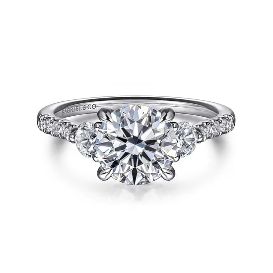 14KW .43CTW DIA SIDE STONE/PARTIAL PAVE CZ CTR ENG RING