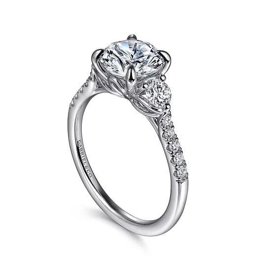 14KW .43CTW DIA SIDE STONE/PARTIAL PAVE CZ CTR ENG RING