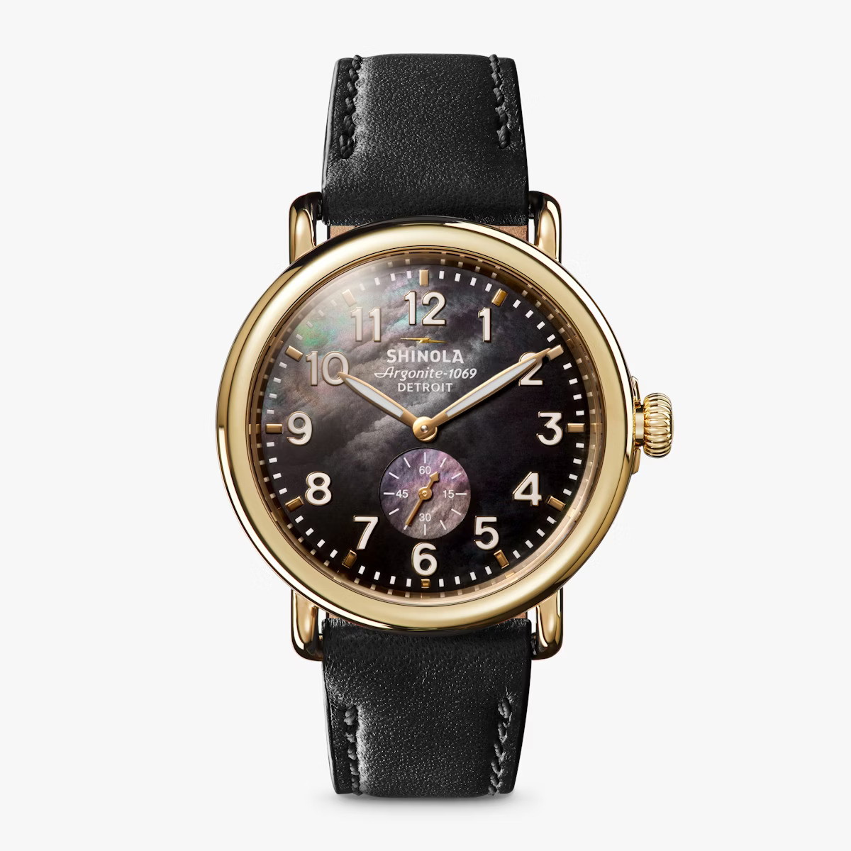 41MM BLK MOP FACE BLK LEATHER BAND