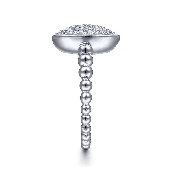 SS .56CTW WHT SAPPH PAVE OVAL RING SZ 8