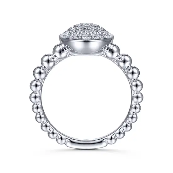 SS .56CTW WHT SAPPH PAVE OVAL RING SZ 8
