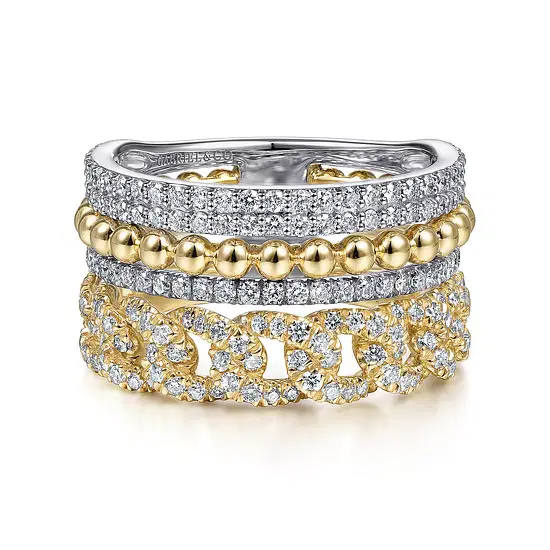 14KYW 1.06CTW DIA LAYERED STACK FASH RING SZ 6.5