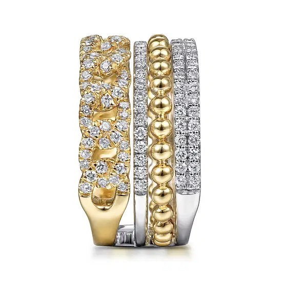 14KYW 1.06CTW DIA LAYERED STACK FASH RING SZ 6.5
