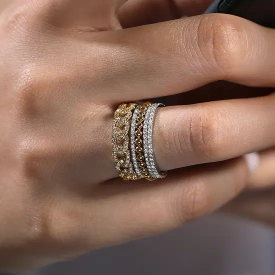 14KYW 1.06CTW DIA LAYERED STACK FASH RING SZ 6.5