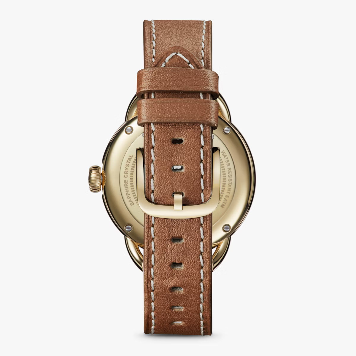 36MM RUNABOUT SUB SECOND IVORY DIAL TAN LEATHER STRAP WATCH