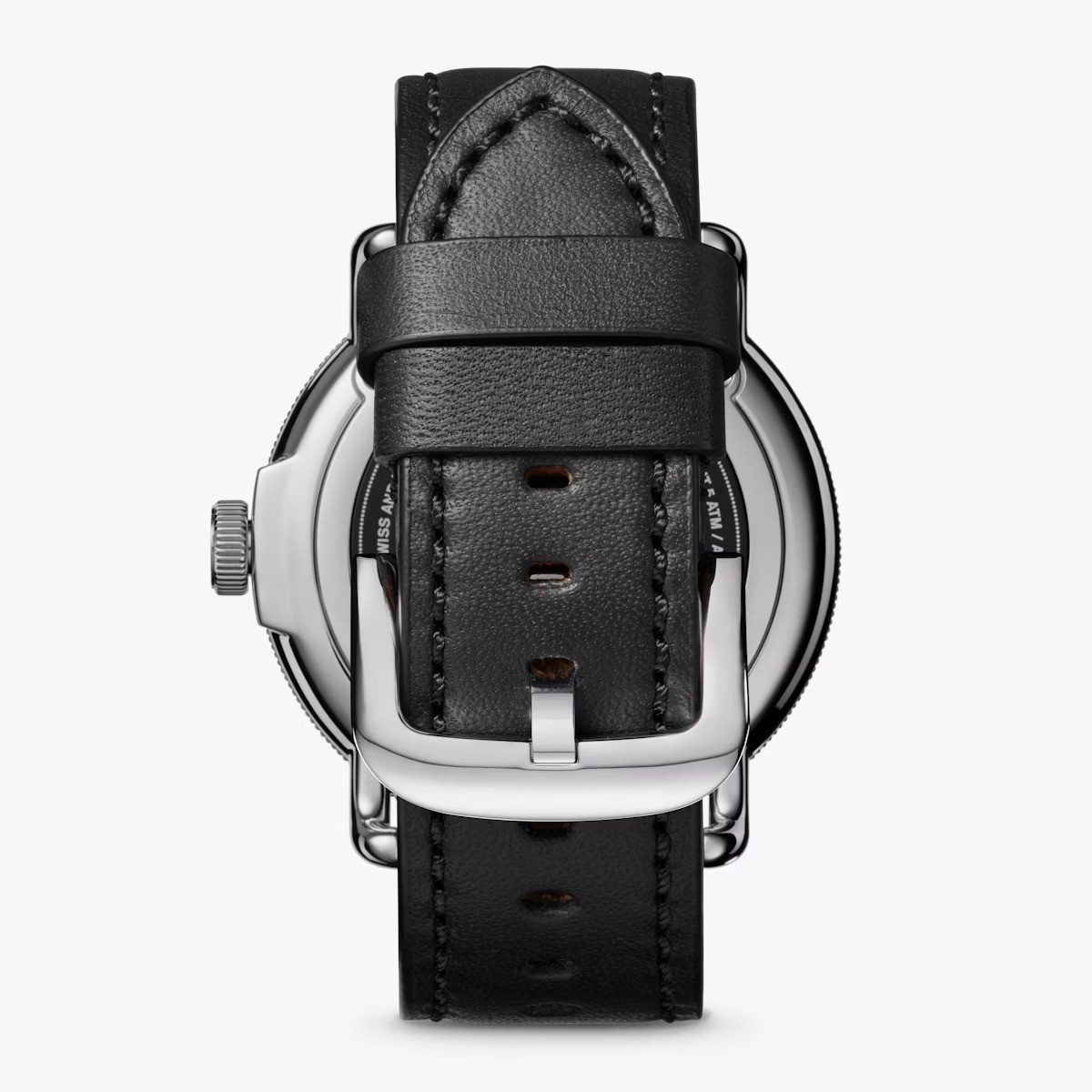 43MM CANFIELD BLACK DIAL BLACK LEATHER STRAP WATCH
