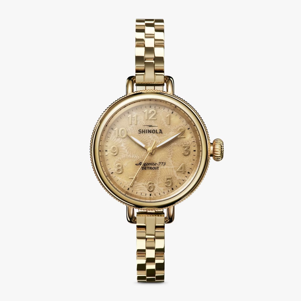34MM BIRDY 3H PETOSKEY DIAL THIN SS GOLD BRAC WATCH