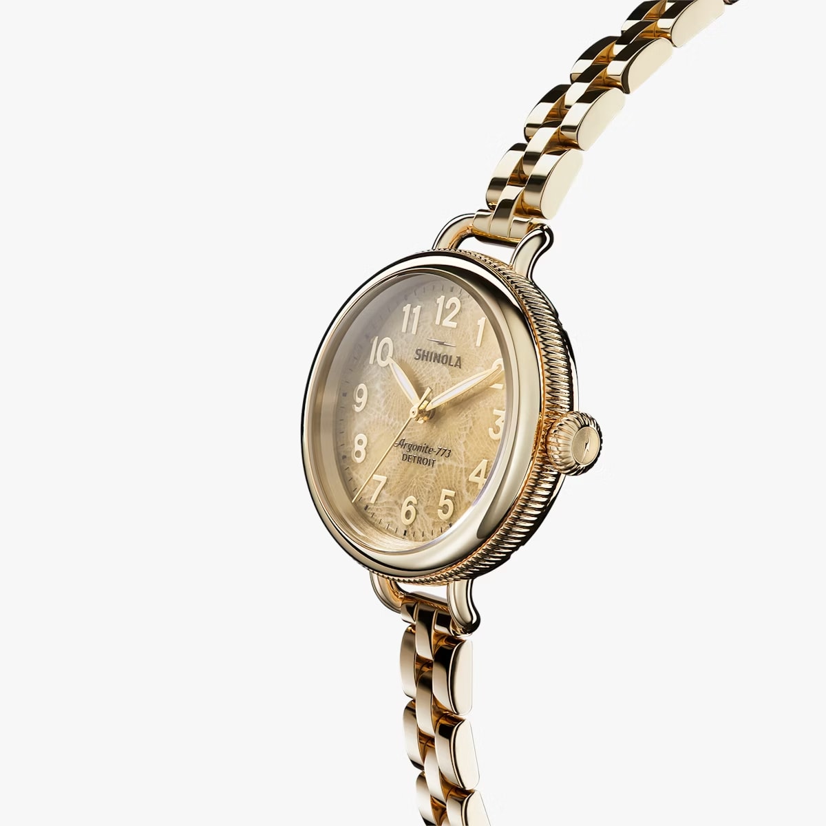 34MM BIRDY 3H PETOSKEY DIAL THIN SS GOLD BRAC WATCH