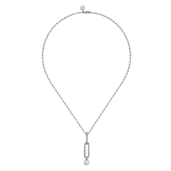 SS .70CT PEARL BEADED DROP NECK 17.5"