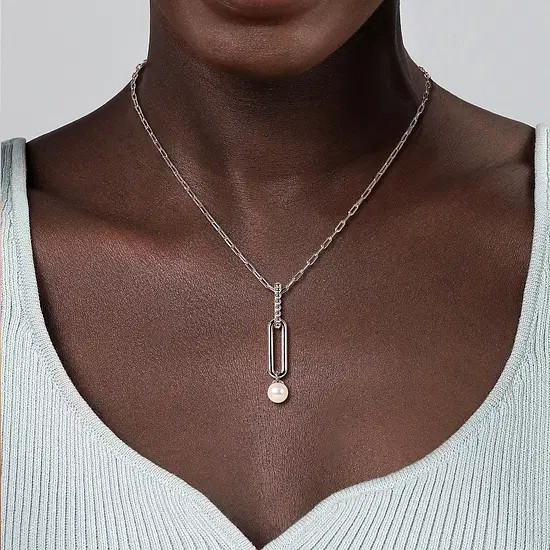 SS .70CT PEARL BEADED DROP NECK 17.5"