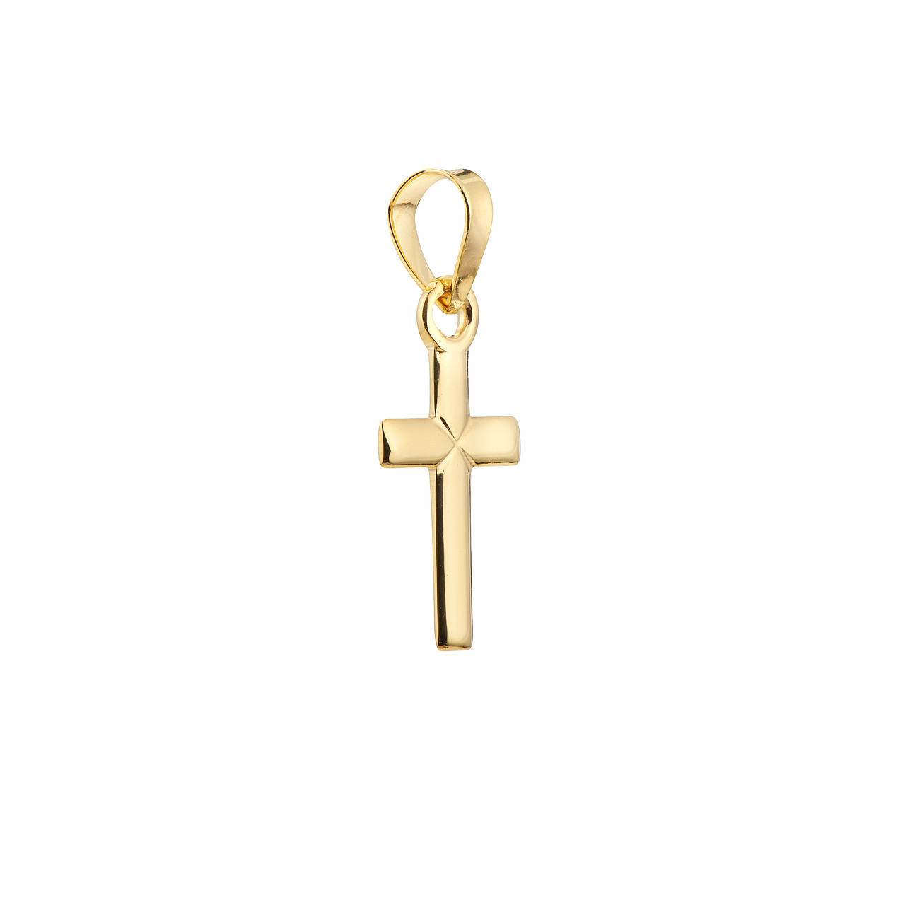 14KY SMALL BEVELED EDGE CROSS PEND