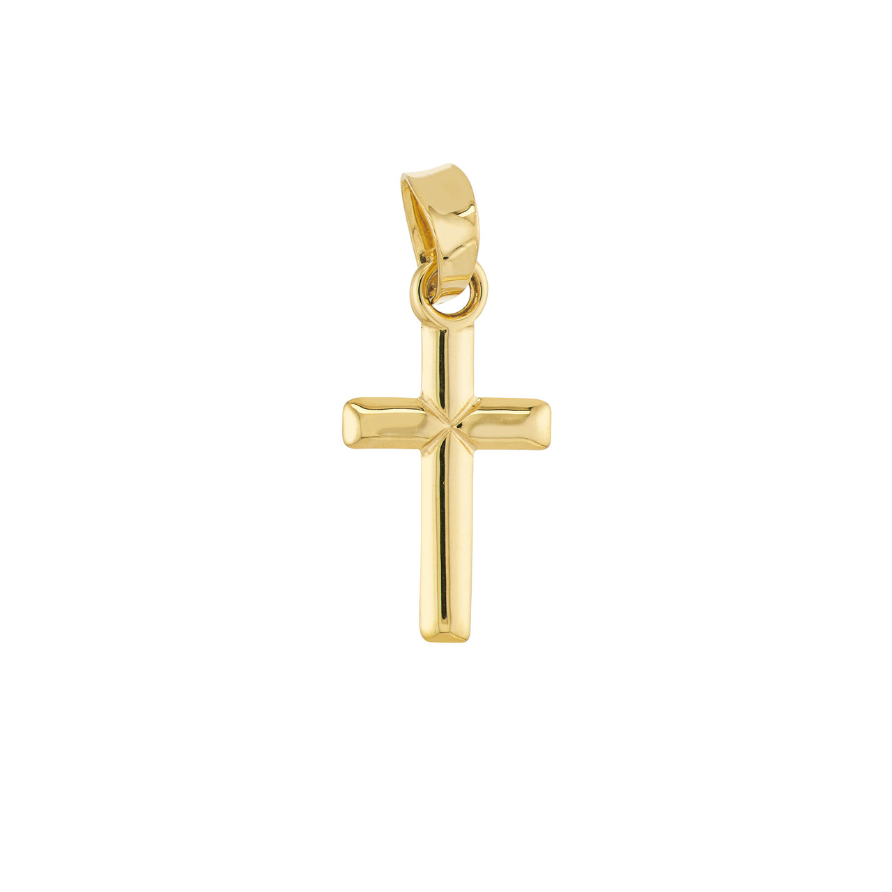 14KY SMALL BEVELED EDGE CROSS PEND