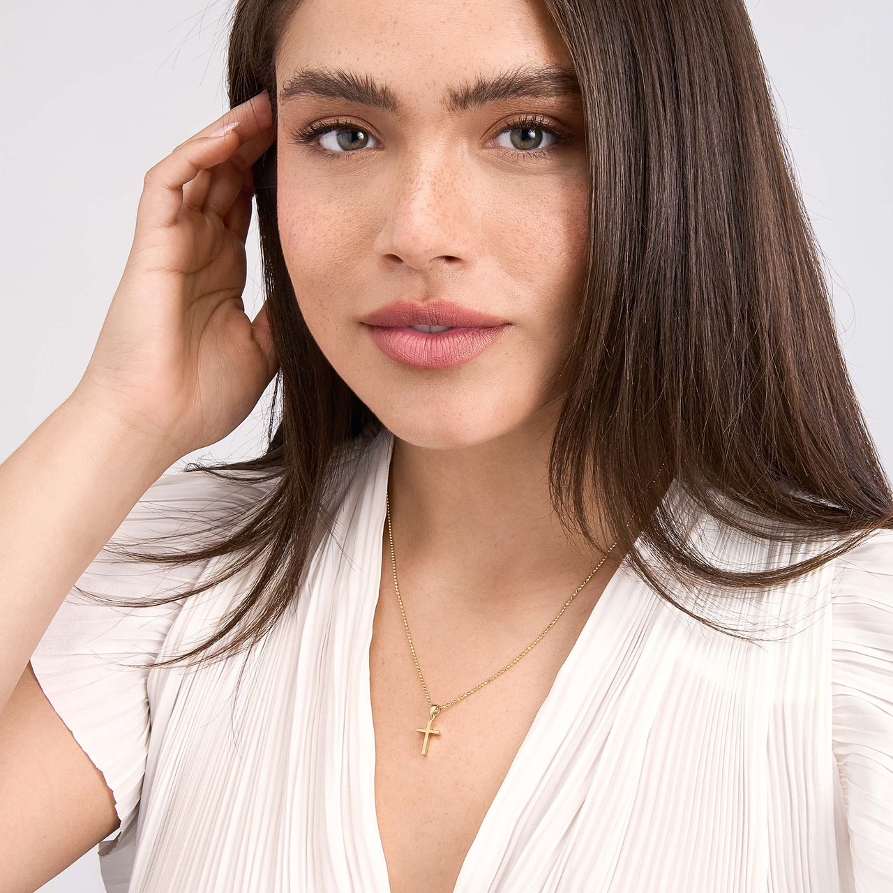 14KYW SMALL CROSS TWO TONE REVERSABLE PEND