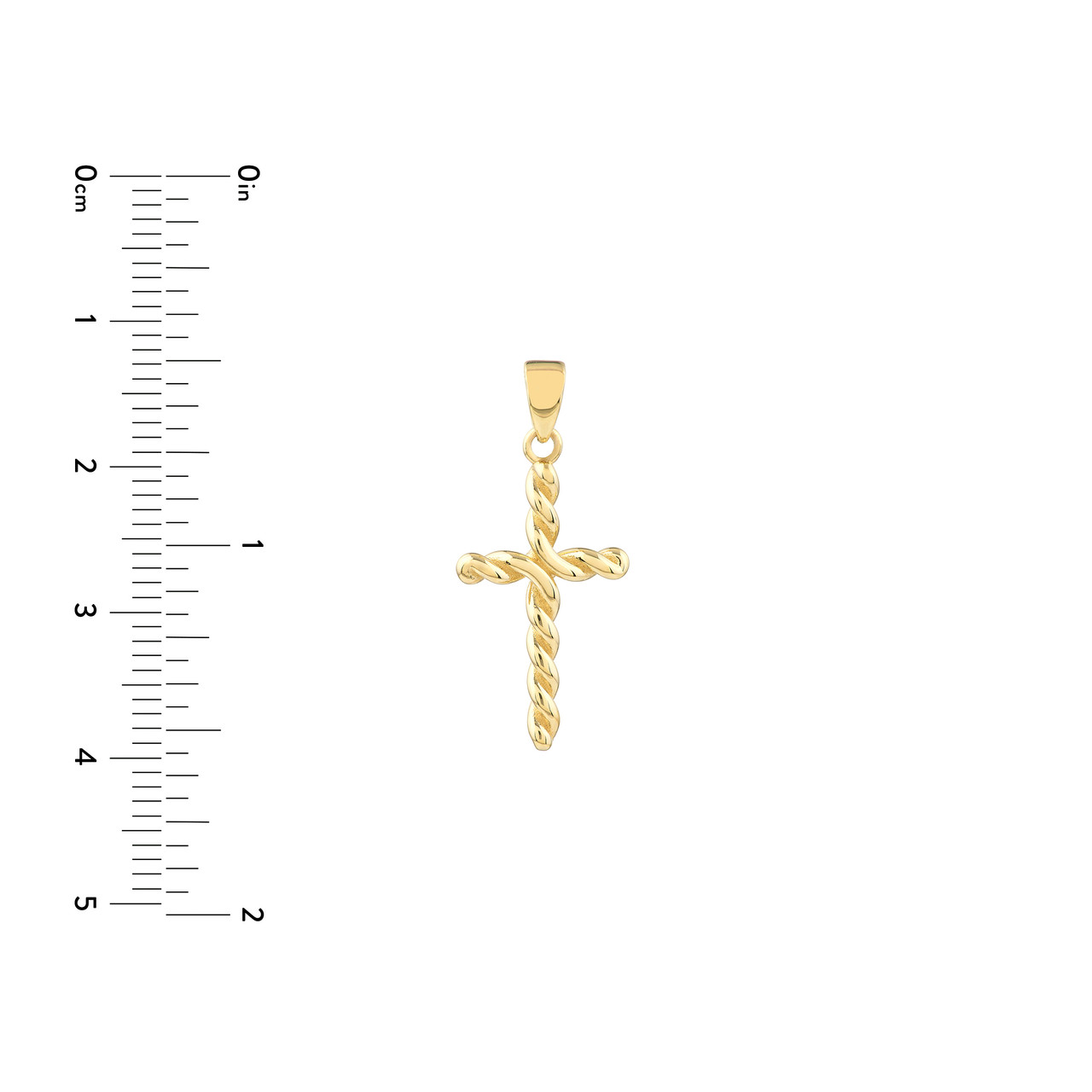 14KY MEDIUM TWIST CROSS PEND
