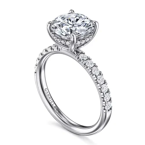 14KW .42CTW DIA PAVE BAND HIDDEN HALO SEMI