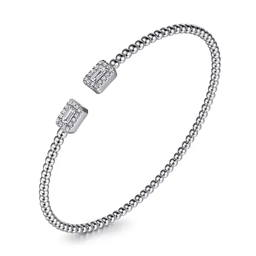 14KW .32CTW EMRD/RBC HALO BEAD OPEN BUJUKAN BANGLE 5.75"