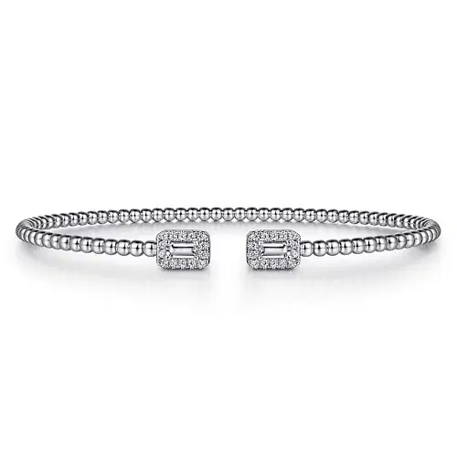 14KW .32CTW EMRD/RBC HALO BEAD OPEN BUJUKAN BANGLE 5.75"