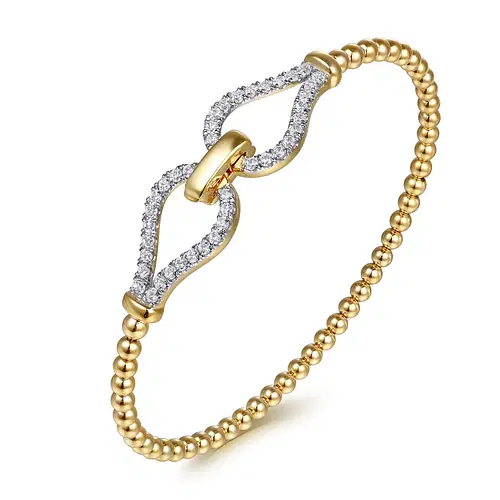 14KY .74CTW DIA BEADED BANGLE BRAC