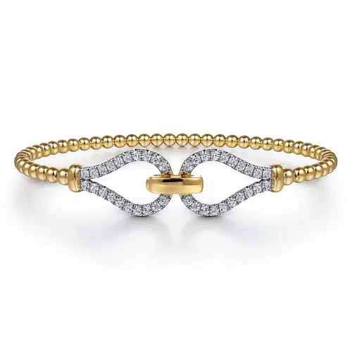 14KY .74CTW DIA BEADED BANGLE BRAC
