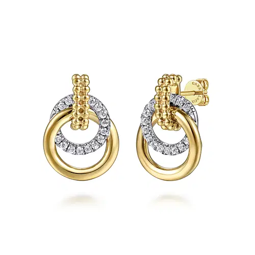 14KYW .48CTW DIA ENTWINED DBL CIRCLE STUD